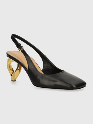 JW Anderson czółenka skórzane Chain Heel kolor czarny na słupku z odkrytą piętą ANW43022A