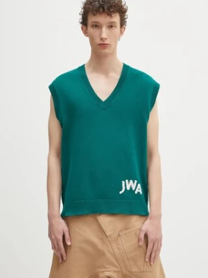 JW Anderson kamizelka z domieszką kaszmiru Jwa V Neck męski kolor zielony KW1349.YN0398.540