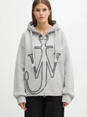 JW Anderson kardigan wełniany Anchor Embroidery Zipped damski kolor szary ciepły KW1499.YN0412