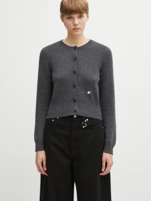 JW Anderson kardigan wełniany Contrast Embroidery Cardigan damski kolor szary KW1447.YN0447