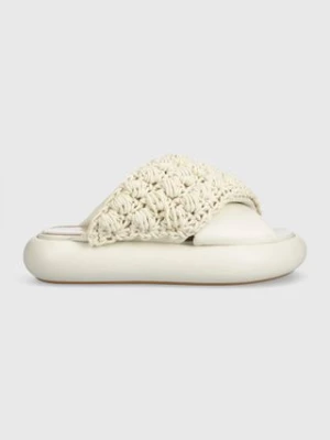 JW Anderson klapki Crochet Twister damskie kolor beżowy na platformie ANW42027A