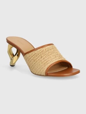 JW Anderson klapki Raffia Sandal damskie kolor beżowy na słupku ANW42230A