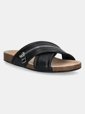 JW Anderson klapki skórzane Biker Slide damskie kolor czarny SN0107 LA0268 999