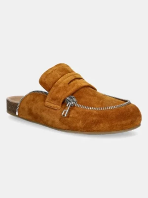 JW Anderson klapki zamszowe Biker Loafer damskie kolor brązowy LF0071 LA0240 640