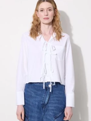 JW Anderson koszula bawełniana Bow Tie Cropped Shirt damska kolor biały relaxed z kołnierzykiem klasycznym SH0312.PG1090.001