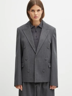 JW Anderson marynarka wełniana Double Breasted Tailored kolor szary jednorzędowa gładka JK0401.PG1821