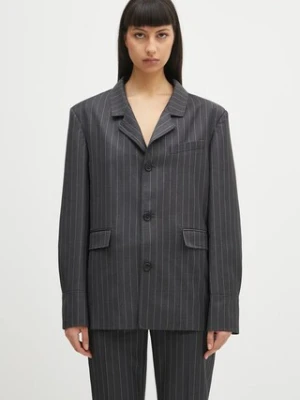 JW Anderson marynarka wełniana Open Back Tailored kolor szary jednorzędowa wzorzysta JK0368.PG1695.945