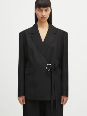 JW Anderson marynarka z domieszką jedwabiu Tailored Wrap kolor czarny jednorzędowa gładka JK0369.PG1684.999