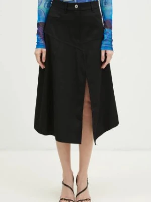 JW Anderson spódnica wełniana Patchwork A-Line Skirt kolor czarny midi rozkloszowana SK0175.PG0011.999