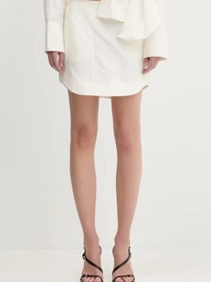 JW Anderson spódnica z domieszką lnu Curved Hem Mini kolor beżowy mini prosta SK0185.PG1690.002