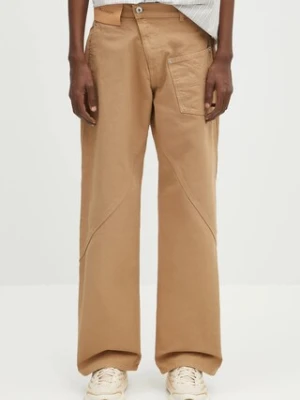 JW Anderson spodnie bawełniane Twisted Workwear kolor beżowy szerokie high waist TR0405.PG1744.130