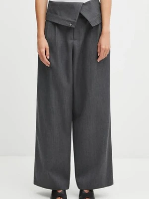 JW Anderson spodnie wełniane Fold Over damskie kolor szary szerokie high waist TR0414.PG1821