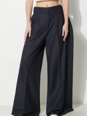 JW Anderson spodnie wełniane Side Panel Trousers kolor granatowy proste high waist TR0334.PG1470.888