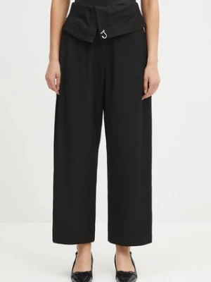JW Anderson spodnie z domieszką jedwabiu Fold Over damskie kolor czarny proste high waist TR0394.PG1684.999