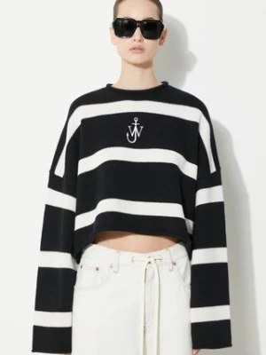 JW Anderson sweter wełniany Cropped Anchor Jumper damski kolor czarny  KW1121.YN0264.901