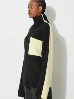 JW Anderson sweter wełniany damski kolor czarny z półgolfem KW1004.YN0144