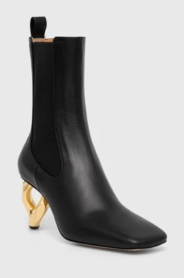 JW Anderson sztyblety skórzane Chain Heel damskie kolor czarny na słupku ANW43021A