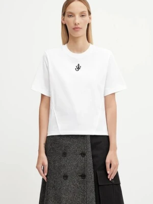 JW Anderson t-shirt bawełniany Anchor Embroidery Panelled Cropped damski kolor biały JT0259.PG1715