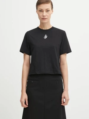 JW Anderson t-shirt bawełniany Anchor Embroidery Panelled Cropped damski kolor czarny JT0259.PG1715