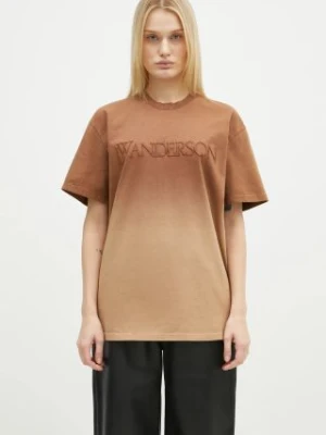 JW Anderson t-shirt bawełniany Logo Embroidery Gradient T-Shirt kolor brązowy z aplikacją JT0244.PG1551.619