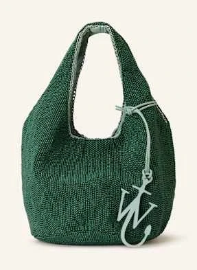 Jw Anderson Torebka Beaded Shopper Mini Z Ozdobnymi Koralikami gruen