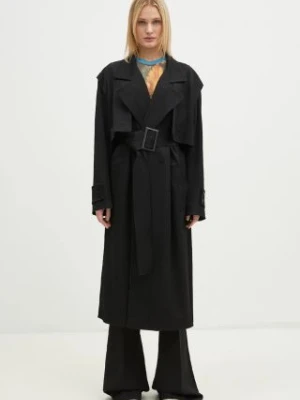 JW Anderson trencz wełniany Longline Trench Coat kolor czarny przejściowy oversize CO0310.PG0011.999