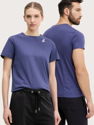 K-Way t-shirt bawełniany kolor niebieski z nadrukiem K007JE0