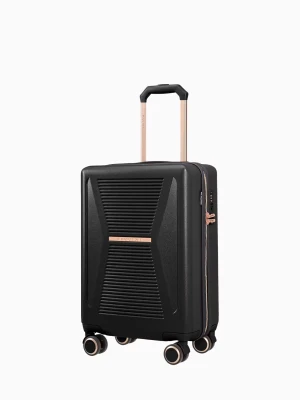 Kabinowa czarna walizka z elementami rose gold Puccini