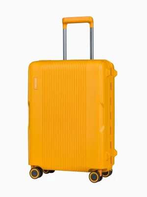 Kabinowa żółta walizka zamykana na klamry Puccini