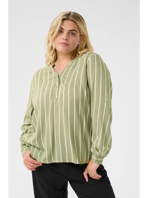 KAFFE curve Bluzka w kolorze oliwkowo-białym rozmiar: 52