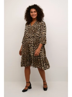 KAFFE curve Sukienka w kolorze jasnobrązowo-czarnym rozmiar: 52