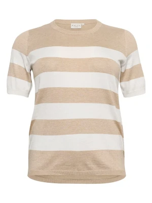 KAFFE curve Sweter w kolorze beżowo-białym rozmiar: XL