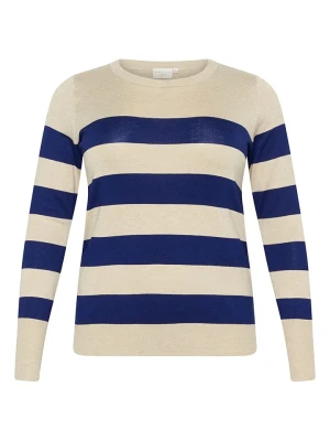 KAFFE curve Sweter w kolorze kremowo-granatowym rozmiar: L