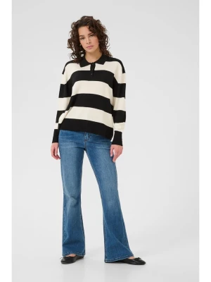 Kaffe Koszulka polo w kolorze kremowo-czarnym rozmiar: S