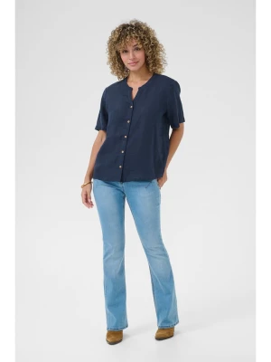 Kaffe Lniana bluzka w kolorze granatowym rozmiar: L/XL