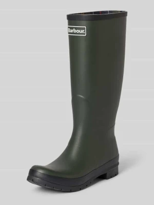 Kalosze z detal z logo model 'Abbey Tall Welly' Barbour Oliwkowy