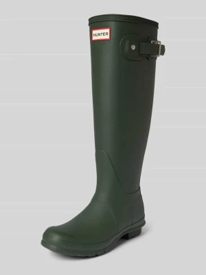 Kalosze z detalem z logo Hunter Khaki