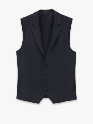 KAMIZELKA ALEDO SLIM FIT GRANATOWA JEDNORZĘDOWA Recman