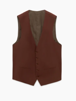 KAMIZELKA ANKONA SLIM FIT BRĄZOWA JEDNORZĘDOWA Recman