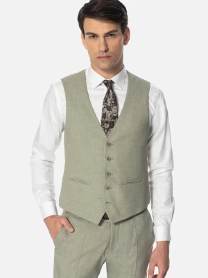 KAMIZELKA AREGNO SLIM FIT ZIELONA JEDNORZĘDOWA Recman