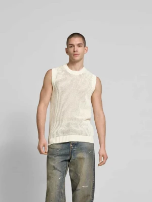 Kamizelka bez rękawów w dzianinowym wyglądzie, krój slim fit Won Hundred Biały