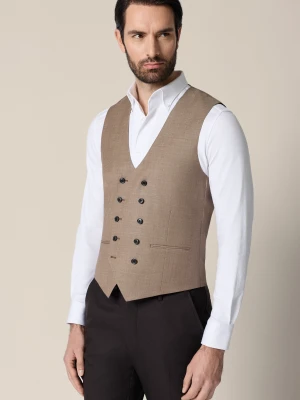 Kamizelka Beżowa Wełniana Berja Lancerto