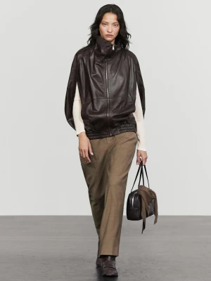 Kamizelka Bomber Ze Skóry Nappa - Brązowy - Massimo Dutti - Female