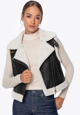 Kamizelka damska ze sztucznym kożuchem czarna Wittchen