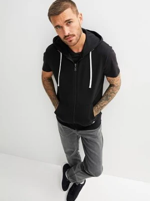 Kamizelka dresowa z kapturem z miękkiej mieszanki bawełny bonprix