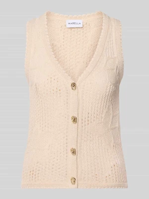 Kamizelka dzianinowa z dekoltem w serek model 'LASTICE' Marella