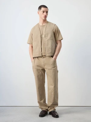 Kamizelka dżinsowa z efektem rozprysków beżowy - Mężczyzna - - MANGO MAN