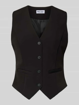 Kamizelka garniturowa o kroju slim fit z zaznaczonymi kieszeniami model ‘BOZZY VEST’ Pieces