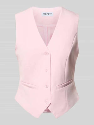 Kamizelka garniturowa o kroju slim fit z zaznaczonymi kieszeniami model „BOZZY VEST” Pieces