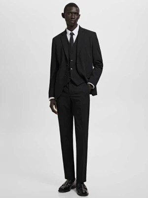 Kamizelka garniturowa super slim fit z tkaniny stretch czarny - Mężczyzna - - MANGO MAN
